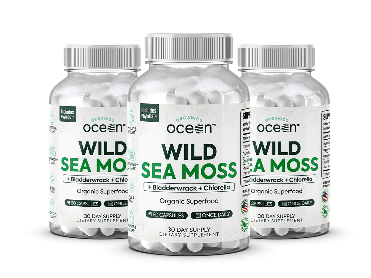 Organics Ocean cápsulas de musgo de mar salvaje para hidratación y minerales