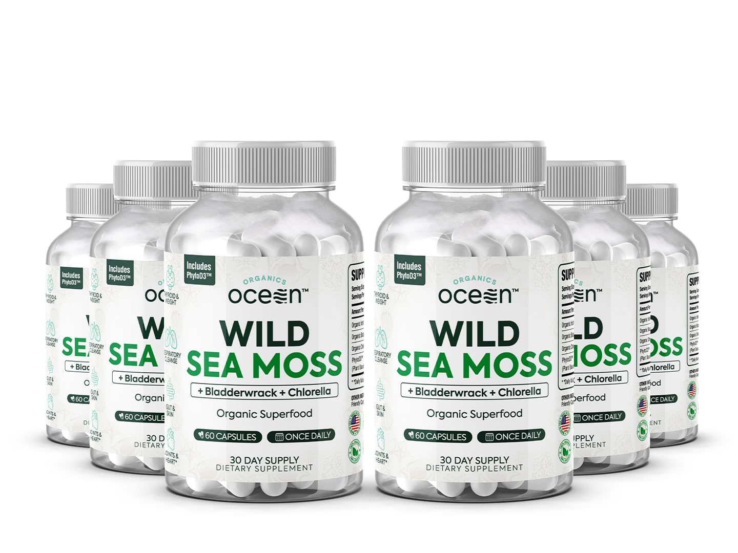 Organics Ocean capsulas Sea Moss botella: consumo diario para energía sostenida