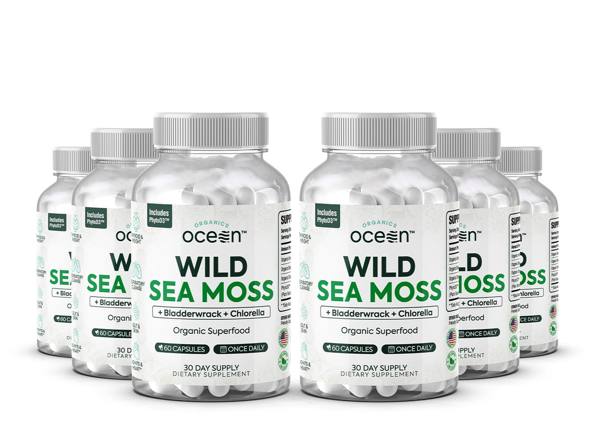 Organics Ocean capsulas Sea Moss botella: consumo diario para energía sostenida