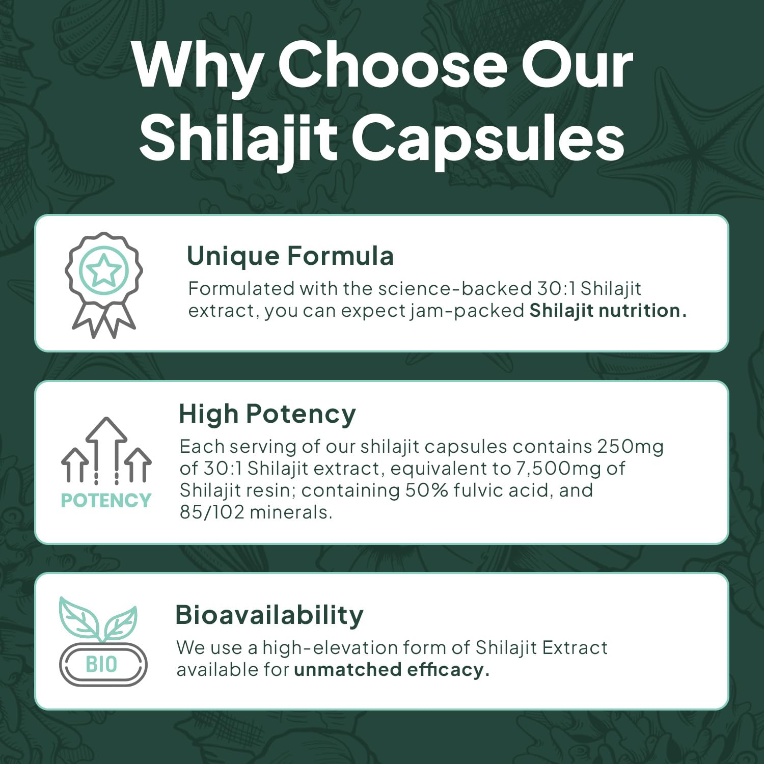 Organics Ocean Shilajit cápsula vegana para diferentes dietas.