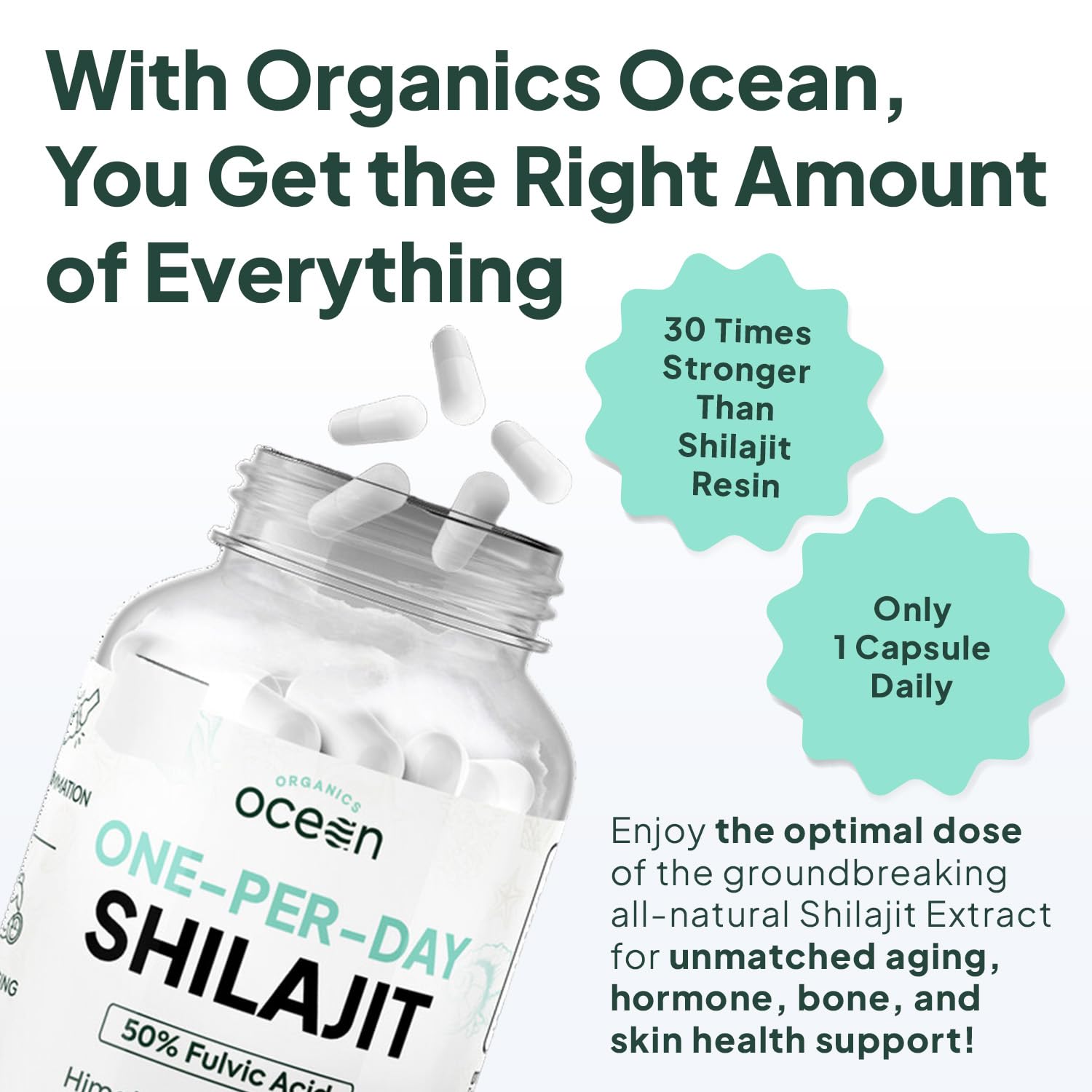 Organics Ocean Shilajit sabor agradable al tomar cápsula.