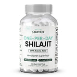 Organics Ocean Shilajit cápsula de un día, apoyo diario de energía sostenible.