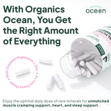 Organics Ocean: tapa abierta mostrando cápsulas listas para consumo nocturno.