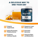 Organifi Gold, leche-de-coco-y-mct, brinda nutrición suave para apoyo nocturno.