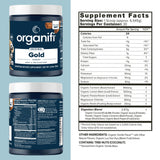 Organifi Gold, taza-leche-coco-cremoso, experiencia suave para la relajación nocturna.