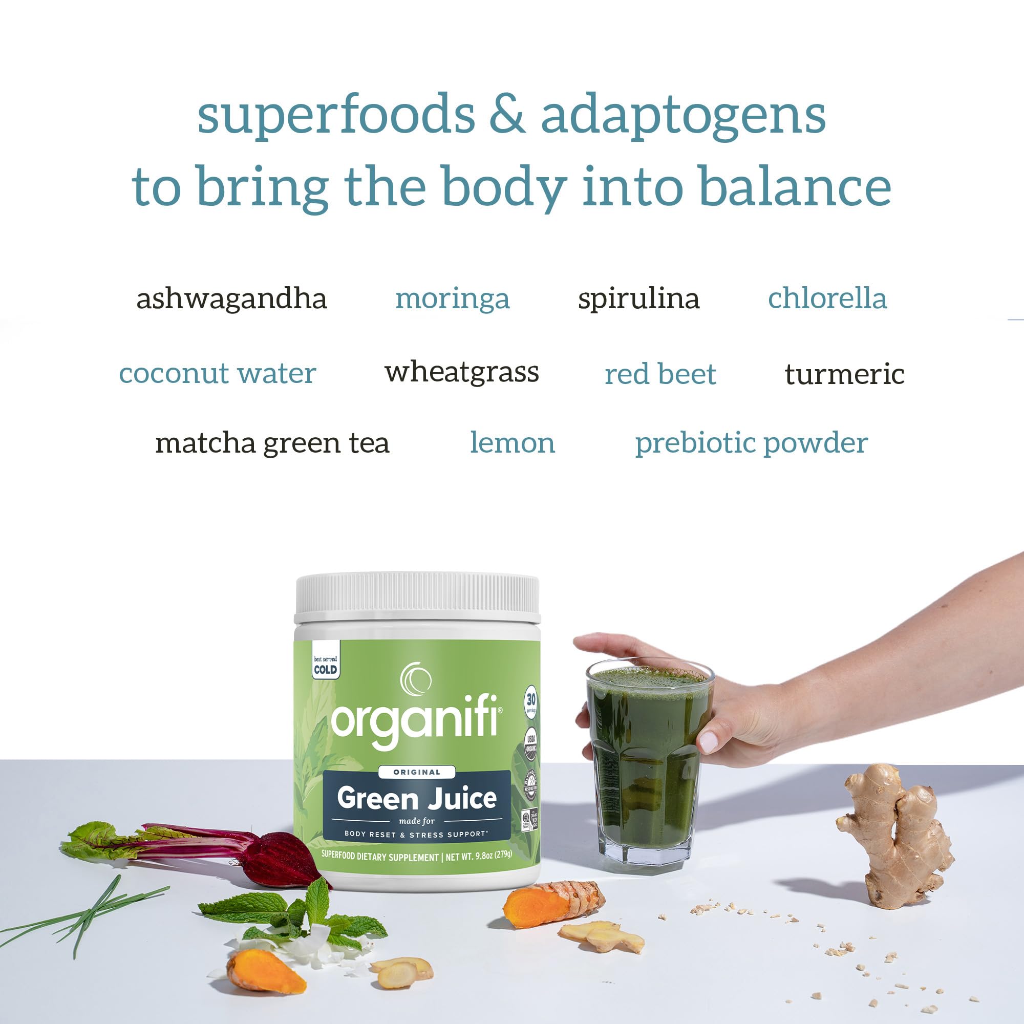 Organifi Green Juice detox-cuerpo favorece una sensación de bienestar diario.