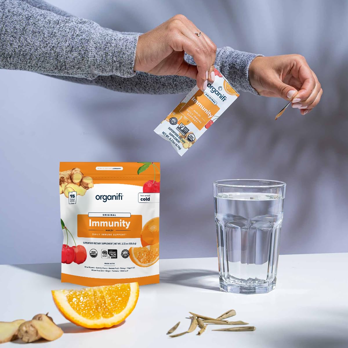 Organifi Immunity: caja-presentación elegante para nutrición diaria