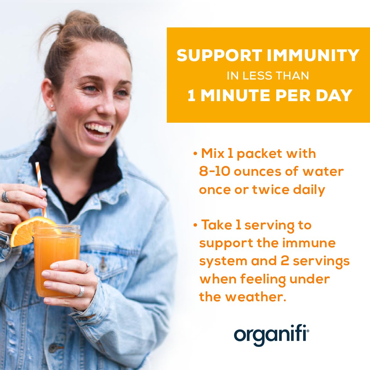 Organifi Immunity: etiqueta detalle con información de ingredientes y porciones