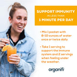 Organifi Immunity: etiqueta detalle con información de ingredientes y porciones