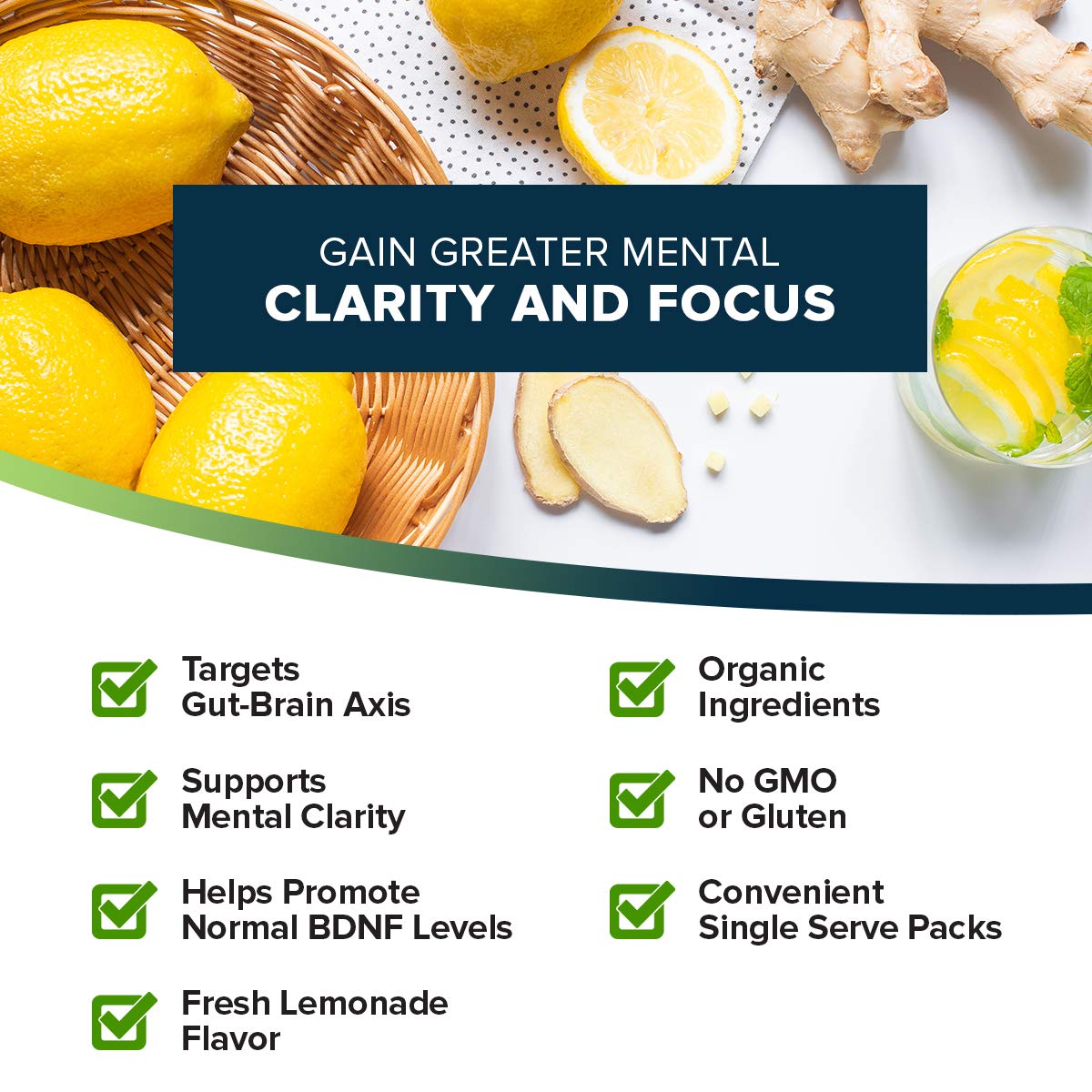 Organifi mezclas inteligentes puras, ingredientes naturales visibles en la mezcla