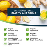 Organifi mezclas inteligentes puras, ingredientes naturales visibles en la mezcla