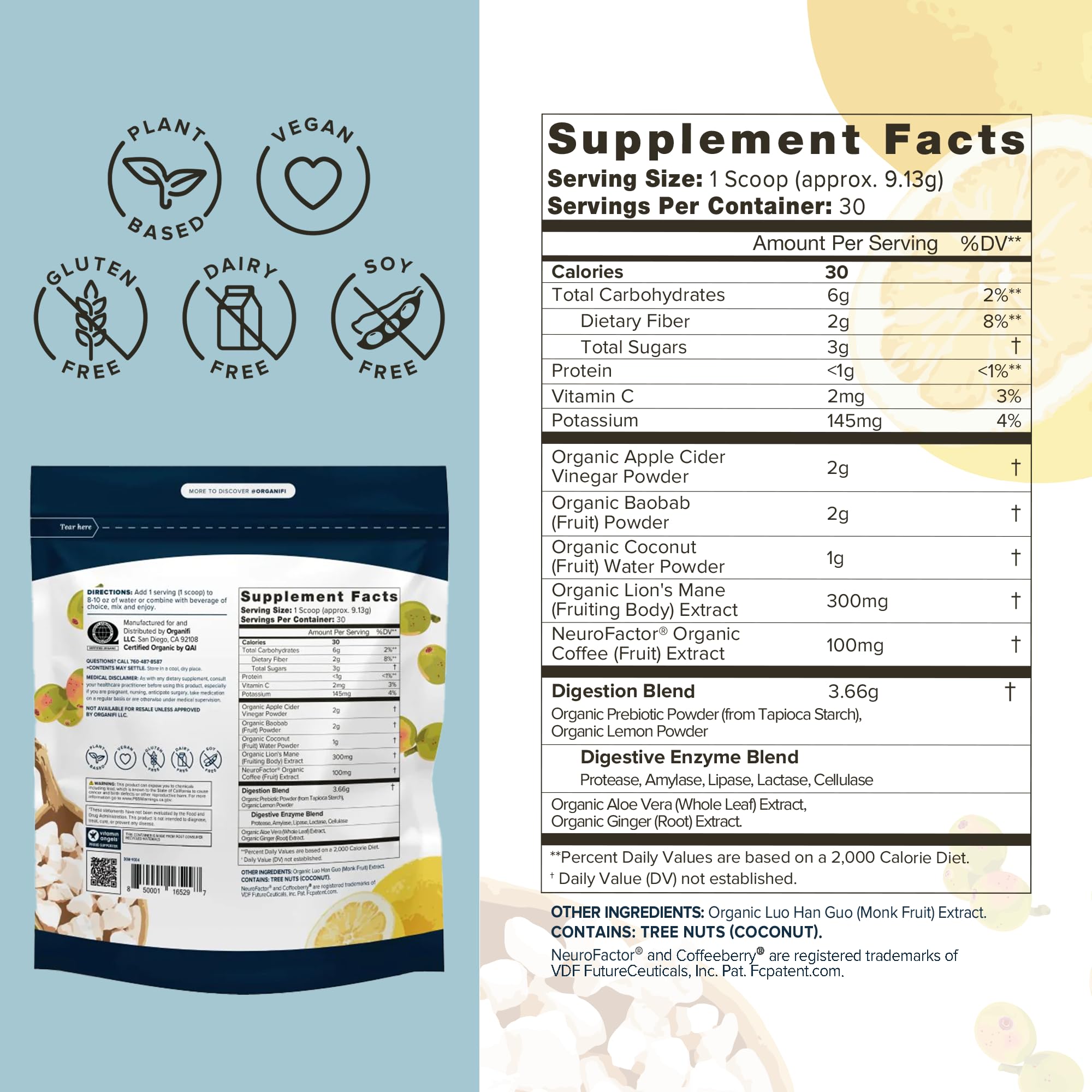 Organifi Pure: cuchara medidora lista para porciones fáciles y convenientes.