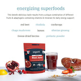 Organifi Red Juice polvo naranja, sabor suave y mezcla perfecta para smoothies.
