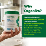 Organika Colágeno Hidrolizado Mejorado, sabor neutro para combinar con bebidas.