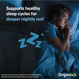 Organixx Clean Sleep 3D, cápsulas en agua, ingesta fácil para rutina nocturna.
