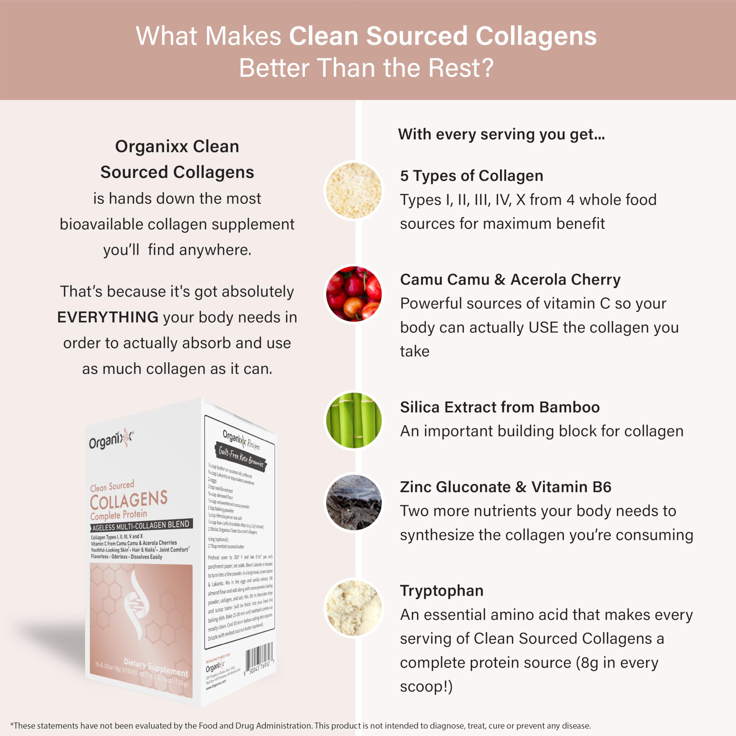 Organixx Colágeno disolución rápida en agua, café o batidos.