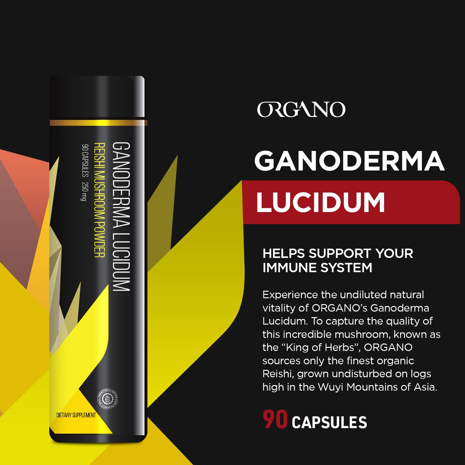 Organo OGX Ganoderma Lucidum: detalle de etiqueta para conocer ingredientes y uso recomendado.