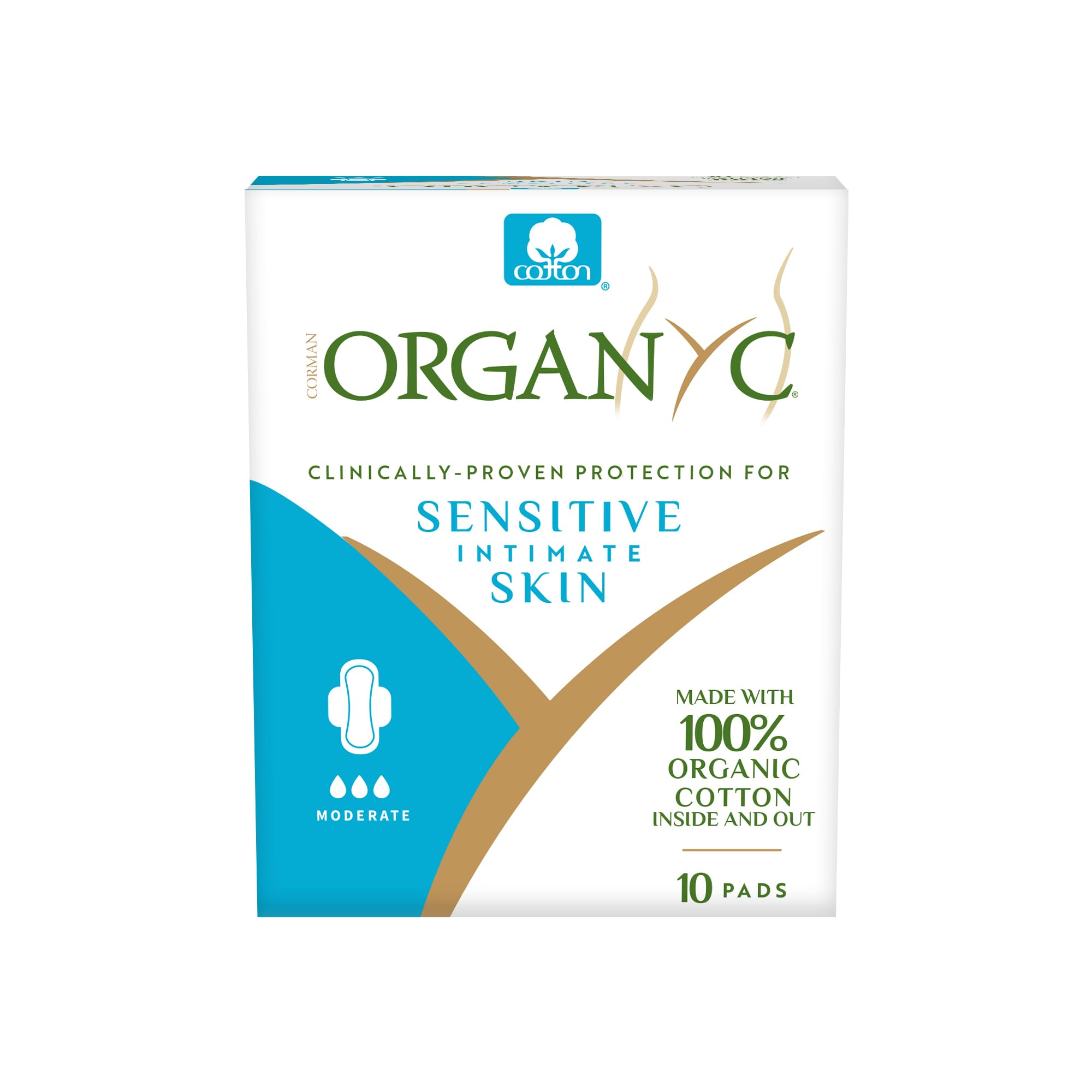 Organyc almohadilla de algodón orgánico para flujo moderado, absorción suave.
