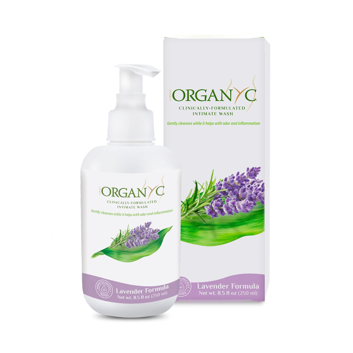 Organyc Lavado íntimo, bote 250 ml, cuidado suave para piel sensible y equilibrio del pH.