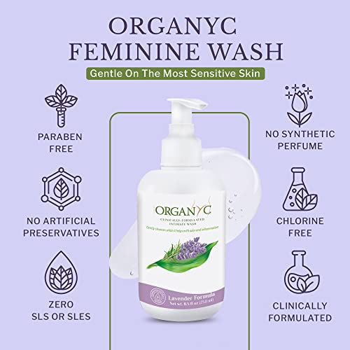 Organyc Lavanda orgánica con extractos botánicos, botella con aroma suave para uso diario.