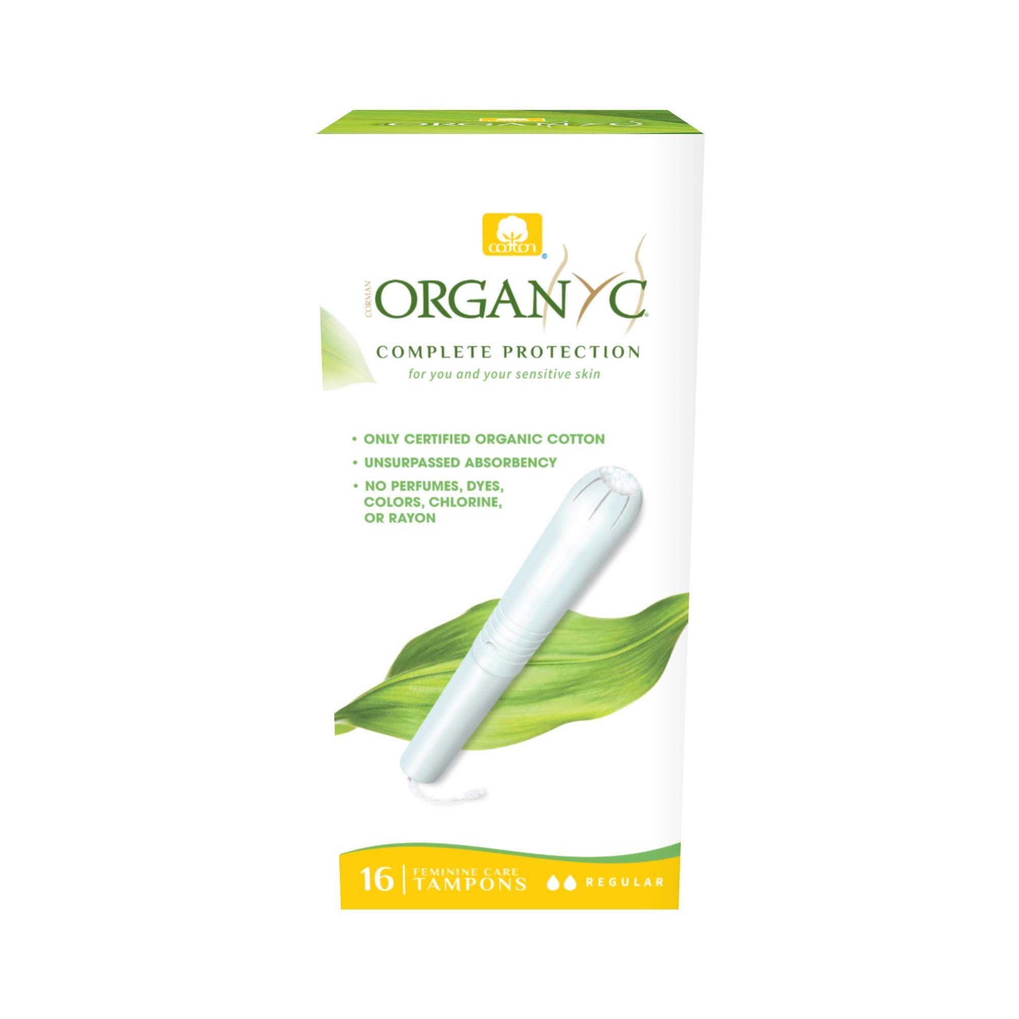 Organyc tampón orgánico con aplicador de cartón para mayor suavidad.