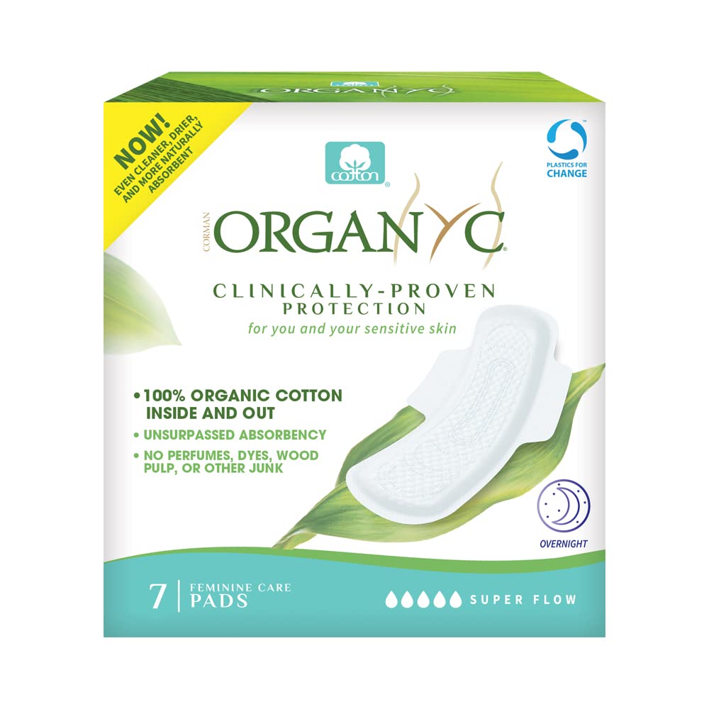 Organyc toallas nocturnas de algodón orgánico, absorción eficiente para la noche.