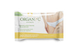 Organyc toallitas íntimas de algodón orgánico, suave y blanca para uso diario.