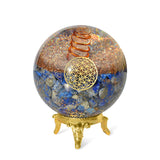 Orgonite Crystal bola lapis lazuli con portador, ideal para enfoque.