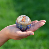 Orgonite Crystal bola lapis lazuli flor de la vida, armonía visual.