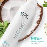 Primer plano de Orl, fórmula 7.0 pH para equilibrio bucal.