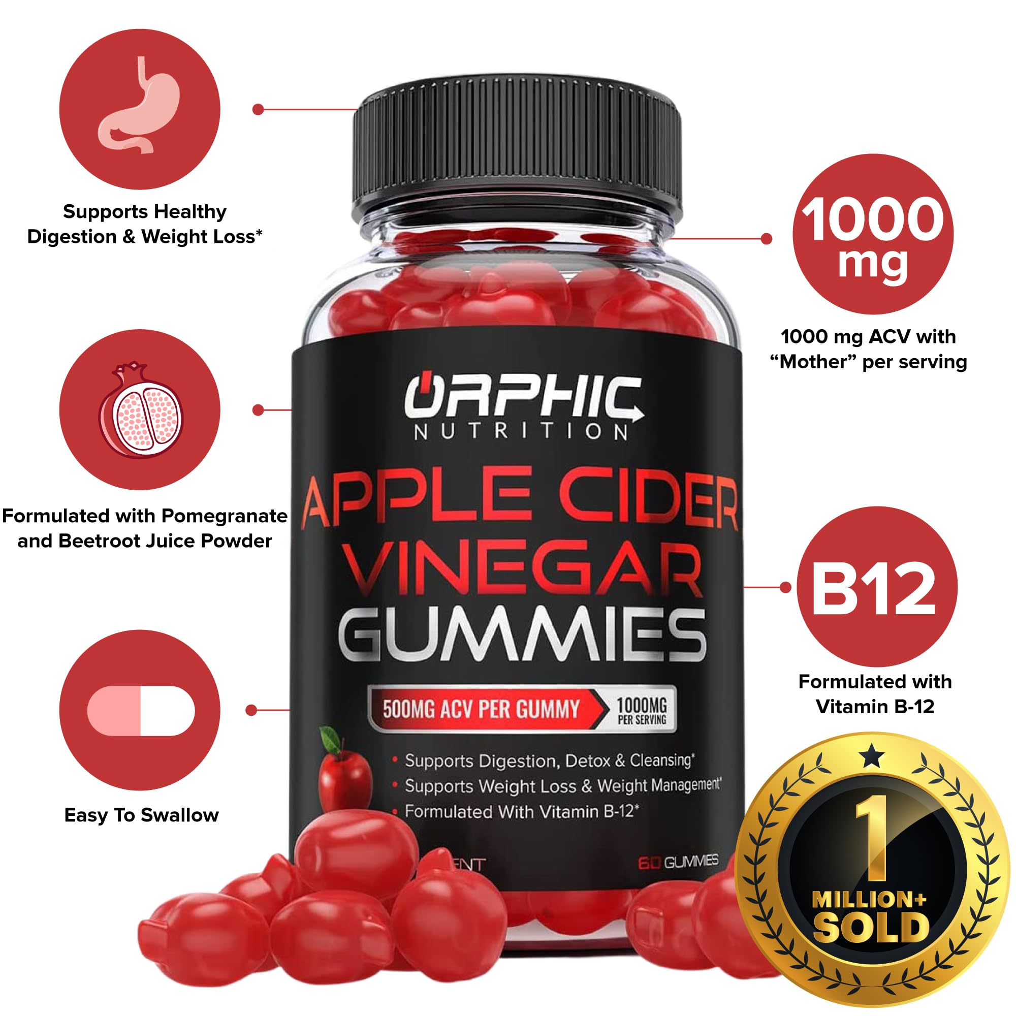 Gomitas ORPHIC NUTRITION sabor frutal para apoyo digestivo diario.