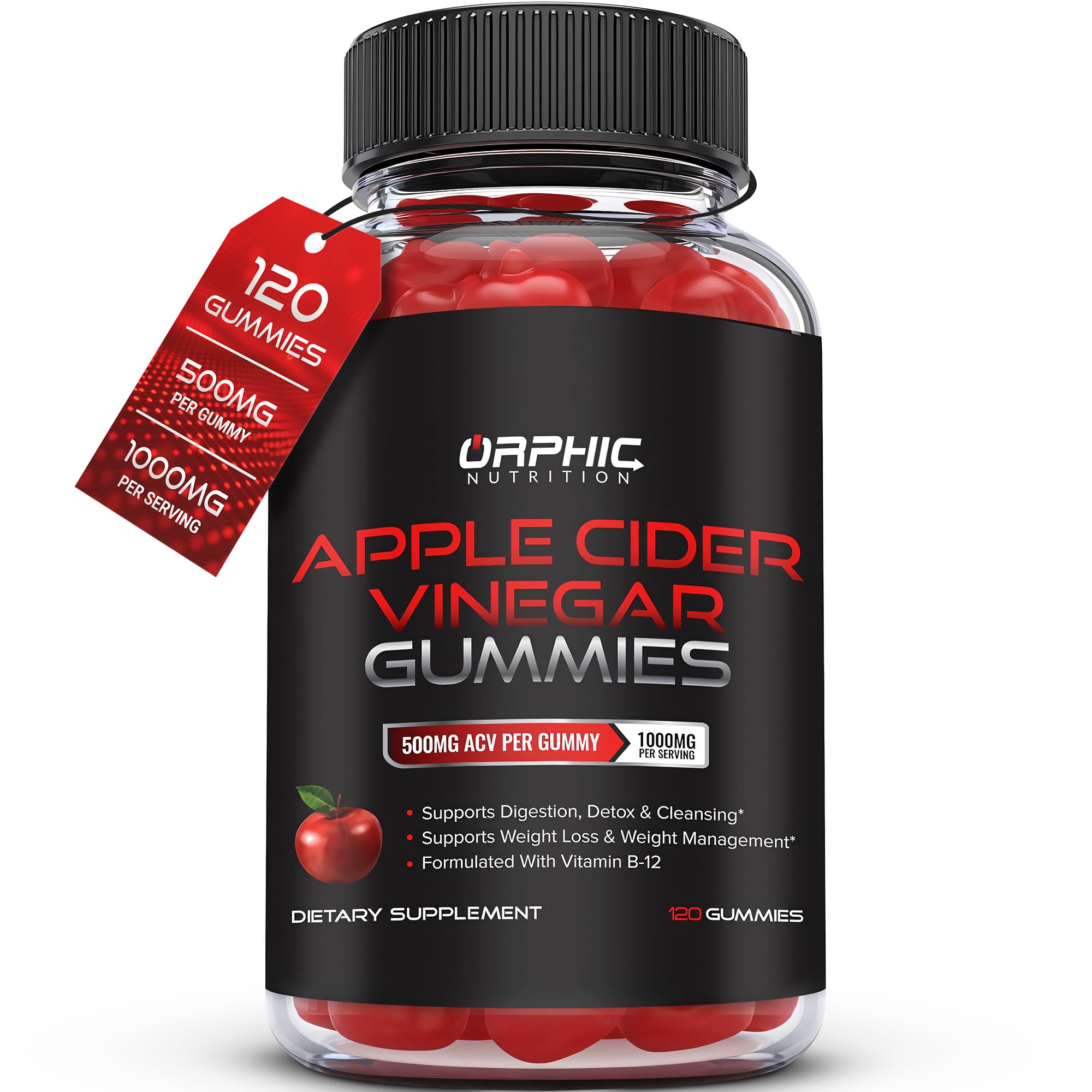 Gomitas ORPHIC NUTRITION con vinagre de manzana 1000 mg para digestión.