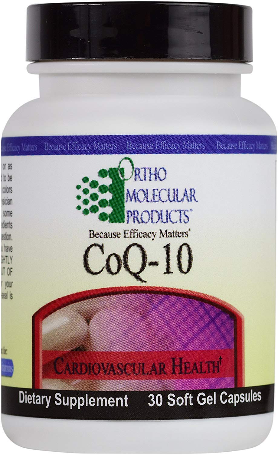 Ortho Molecular CoQ-10, botella frontal, apoyo a la energía diaria