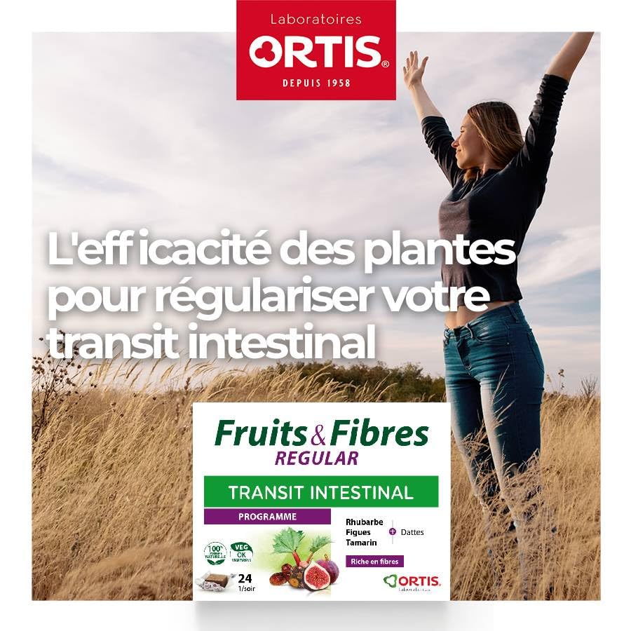 Ortis Frutos y Fibras Regular 24 cubos con etiqueta clara, fácil identificación.