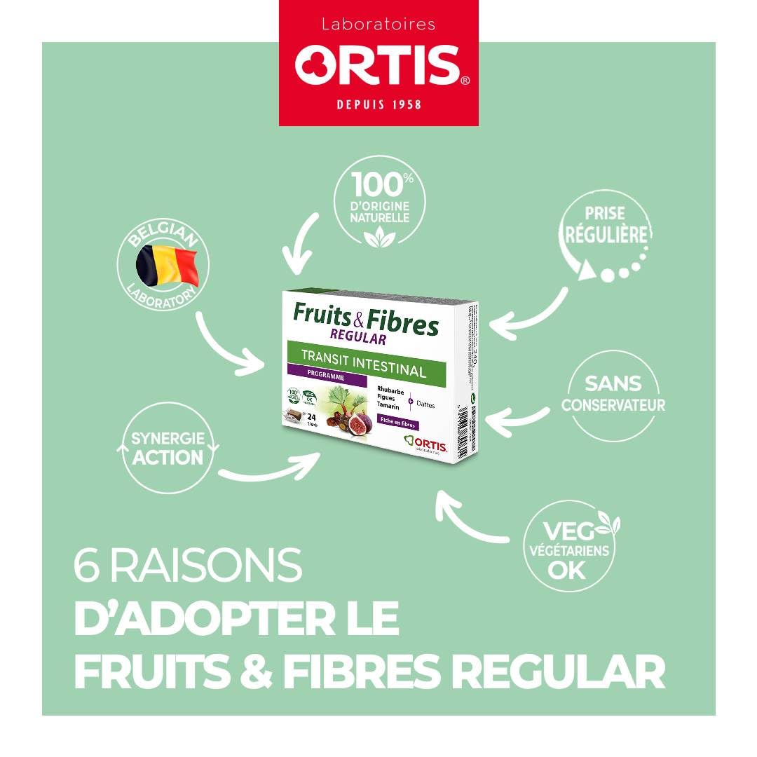 Ortis Frutos y Fibras Regular 24 cubos con tamarindo e higo, sabor exótico.