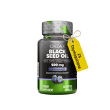orzax aceite de semilla negra prensado en frío, frasco de 500 mg para apoyar la salud diaria.