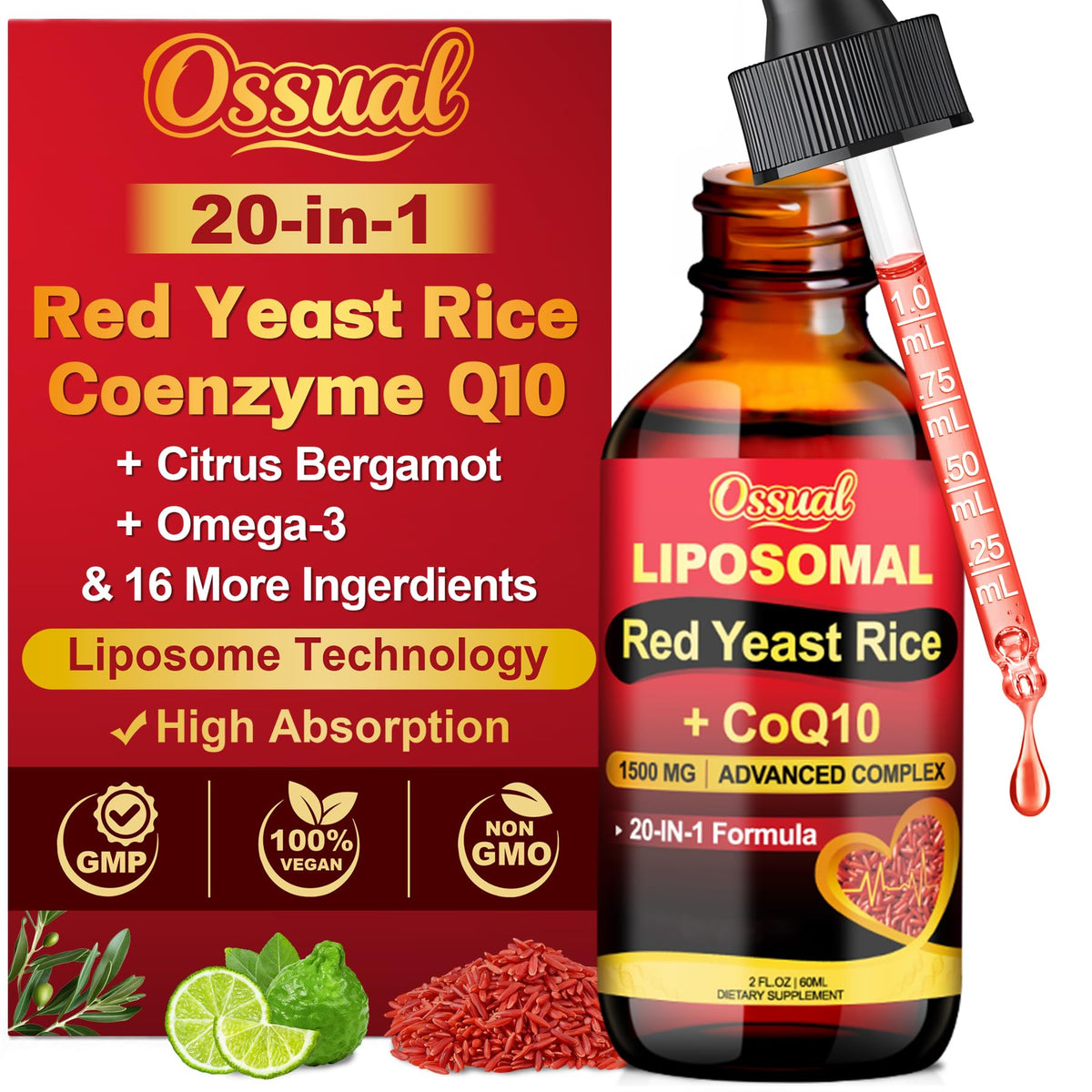 Ossual bote liposomal arroz levadura roja para mayor biodisponibilidad diaria