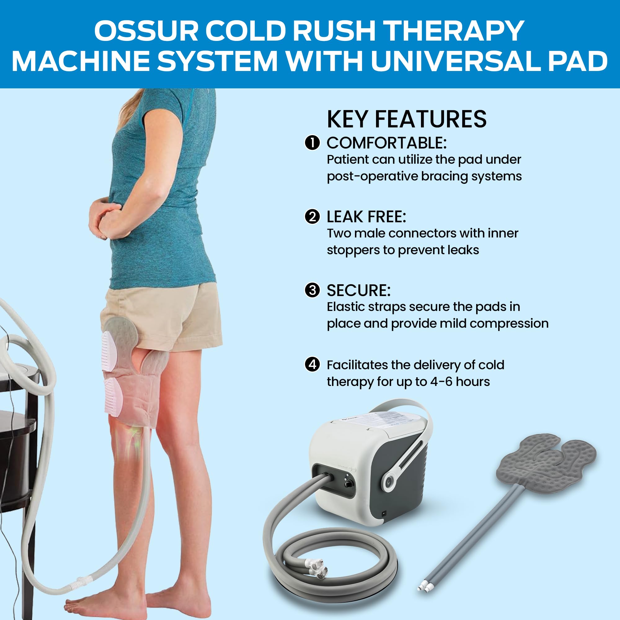 Ossur Cold Rush: motor silencioso para sesiones de crioterapia tranquilas.