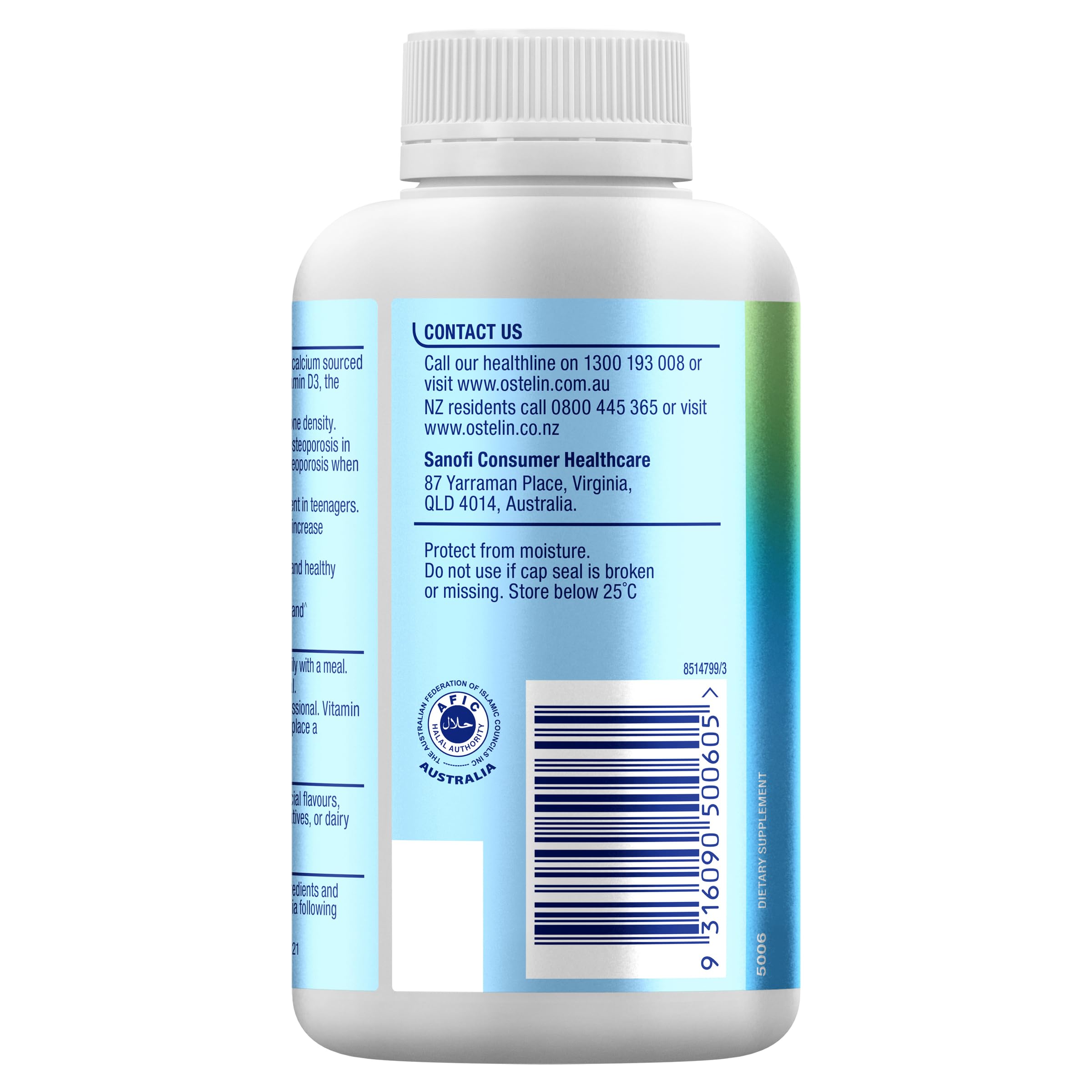 Almacenamiento Ostelin Calcio D3, conservar en lugar fresco y seco.