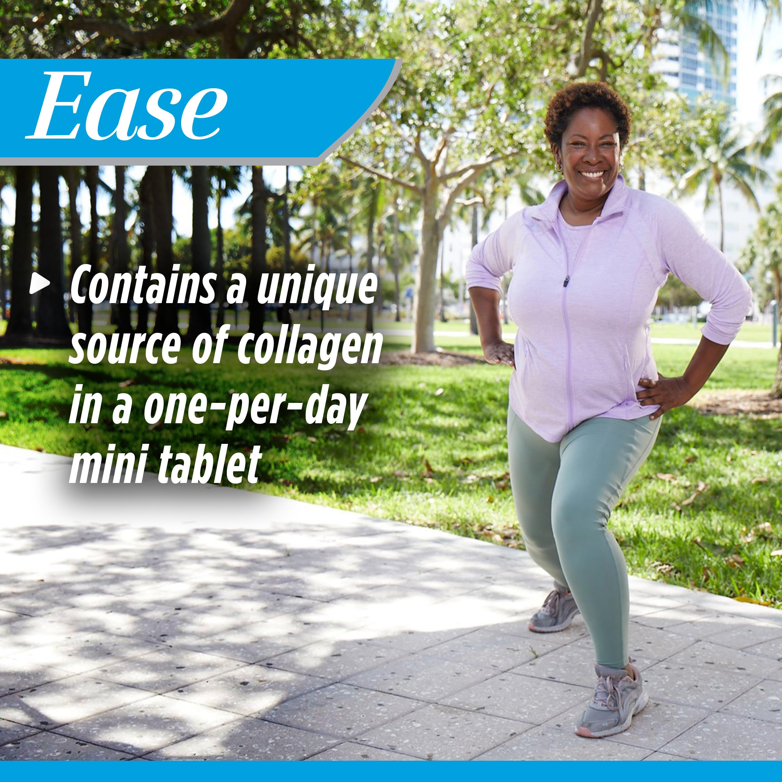 Osteo Bi-Flex Ease, cápsulas fáciles de tragar, diseño cómodo.
