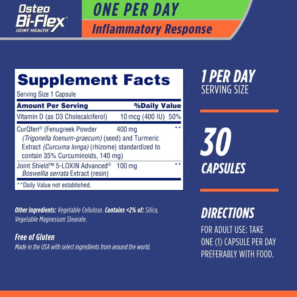 Osteo Bi-Flex Escudo Articular 5-LOXIN Avanzado: posible alivio para la incomodidad articular.