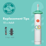 Puntas reutilizables de Oto-Tip listas para usar en segundos.