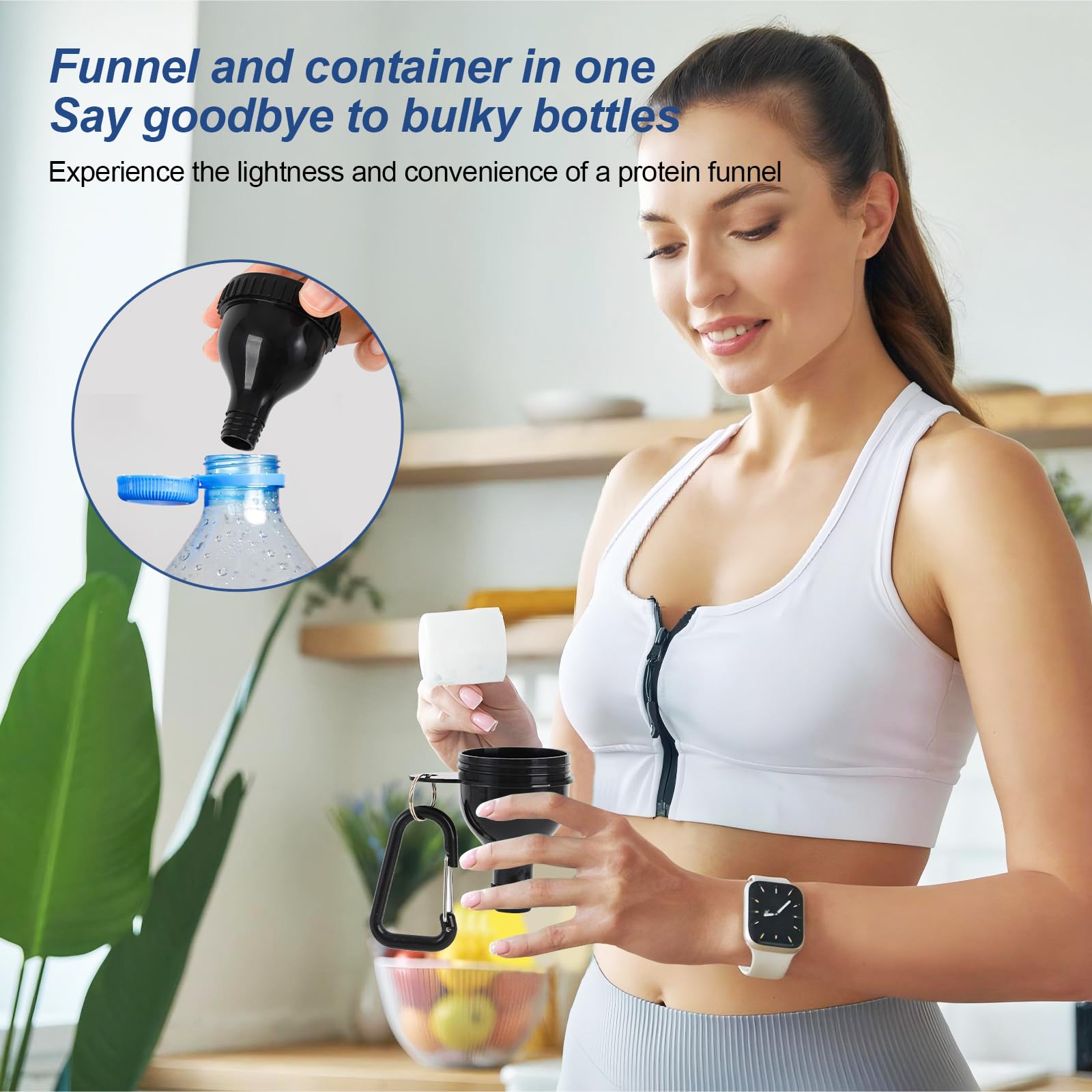 OUMASK contenedor proteína 100ml - mayor capacidad para dosificación.
