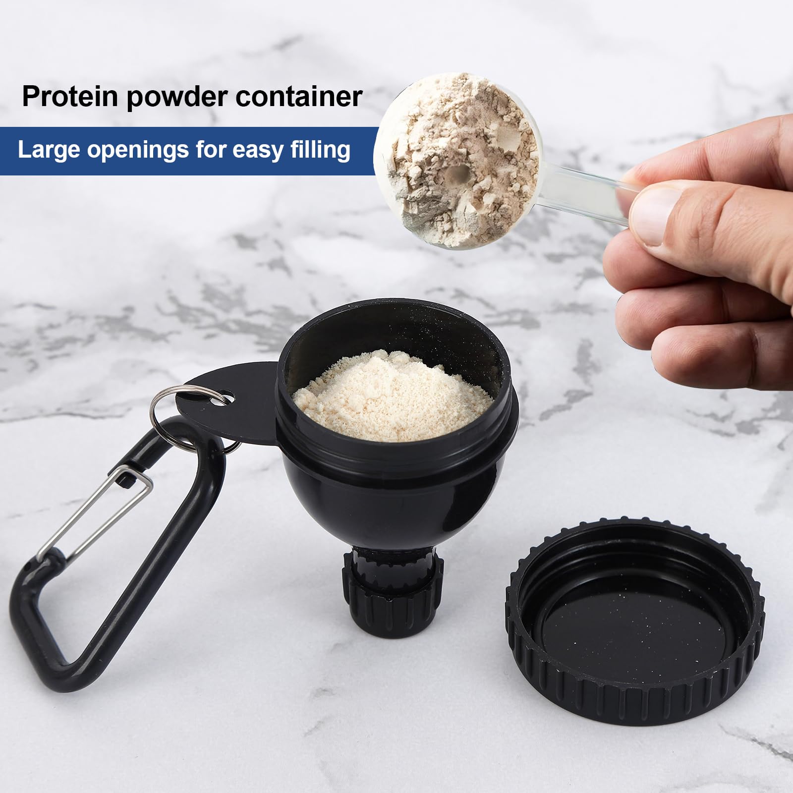 OUMASK contenedor proteína 50ml - uso versátil para preentrenos y polvos.