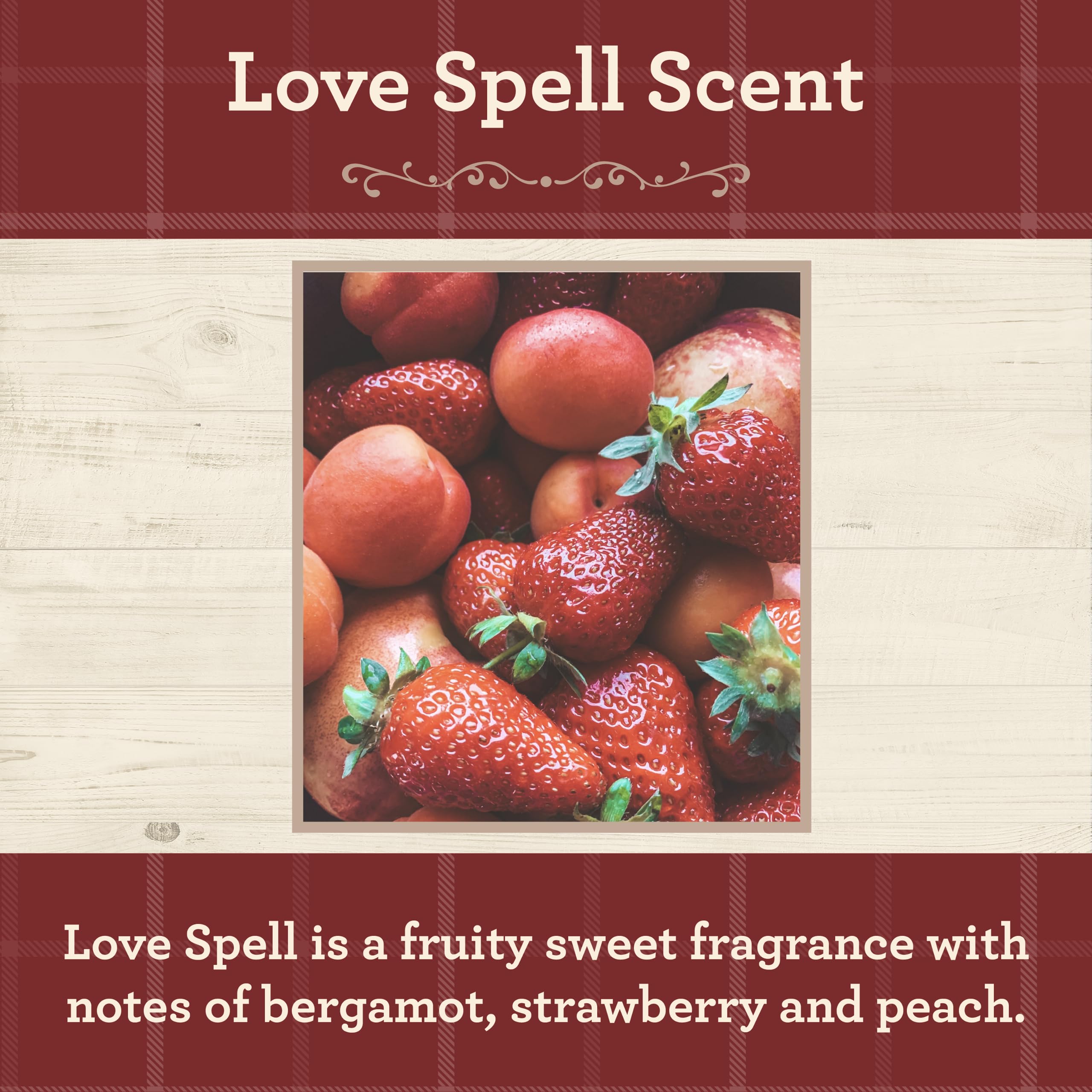 Our Own Candle Company Lovespell, fragancia bayas y florales para difusor, aroma suave.