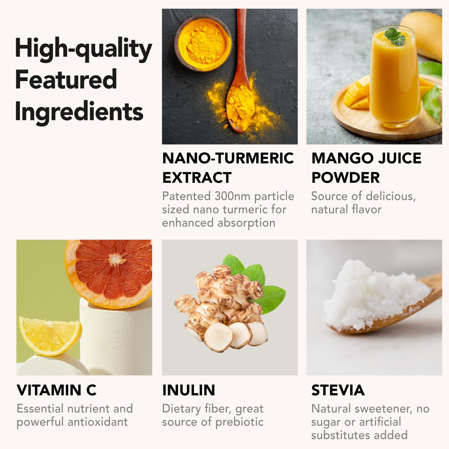 OurJrney Nano Cúrcuma Mango bebida sin azúcar ni aditivos