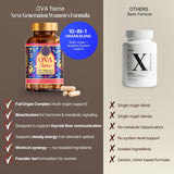 OVA flame ingredientes bioactivadores, incluyen Myo-Inositol y Shatavari para bienestar.