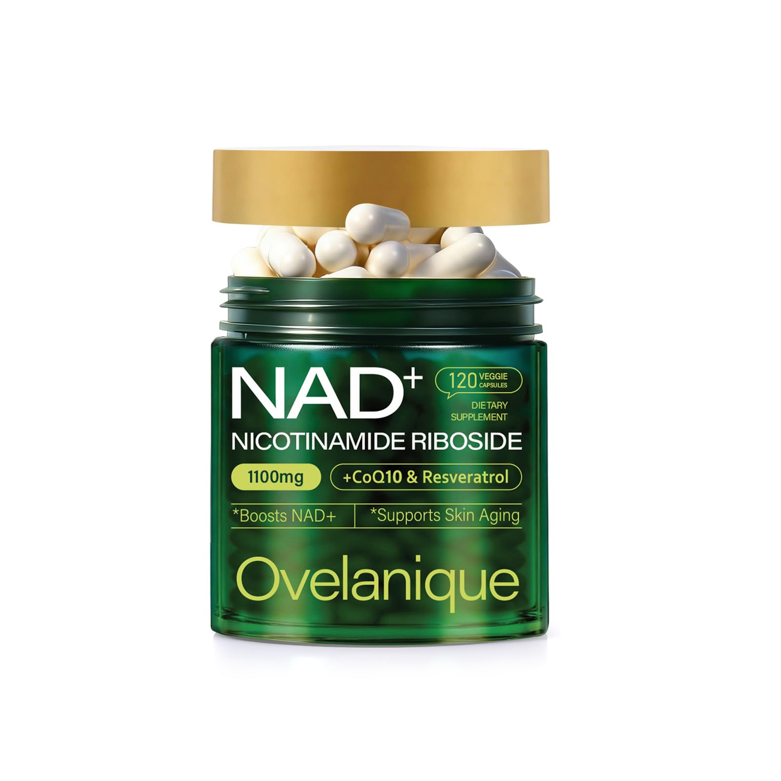 Ovelanique NAD botella con cápsulas lista para uso diario.