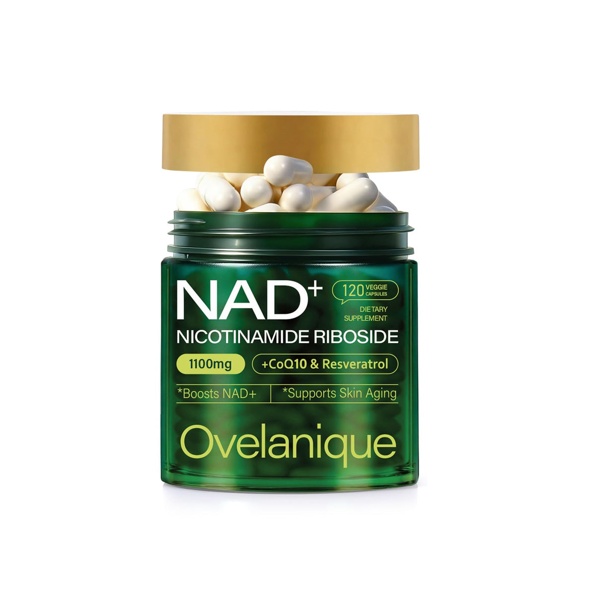 Ovelanique NAD botella con cápsulas lista para uso diario.