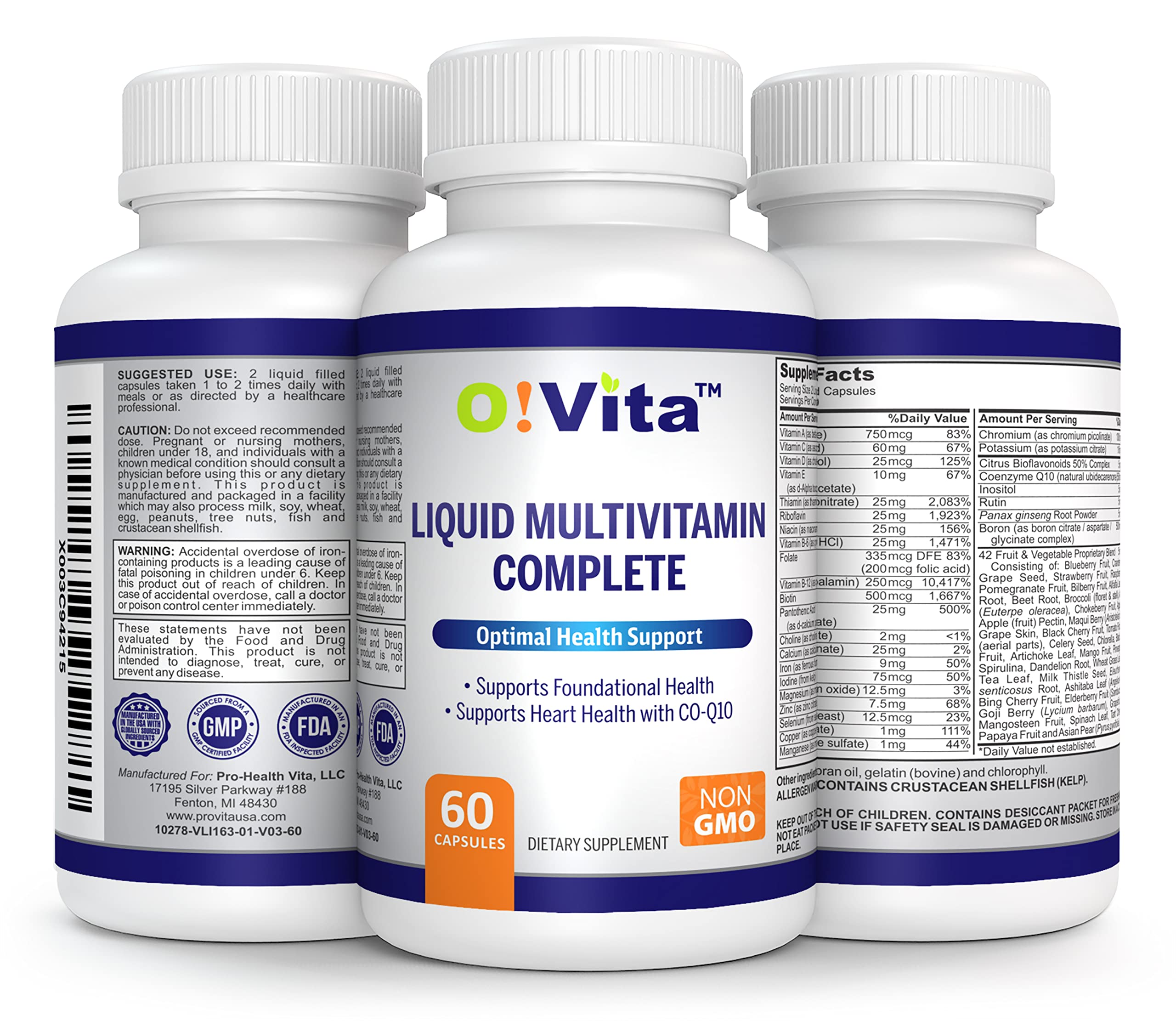 O!VITA etiqueta nutricional legible, confianza en ingredientes de calidad.